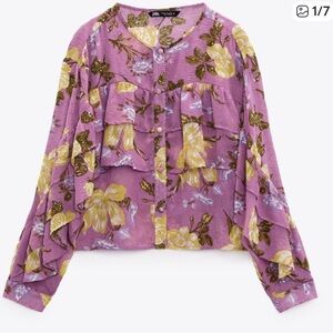Zara Lavender and Yellow Floral Blouse